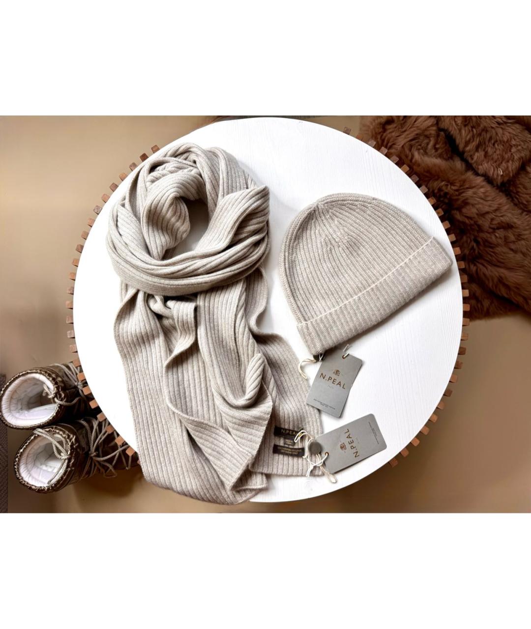 N.PEAL Бежевая кашемировая шапка, фото 2