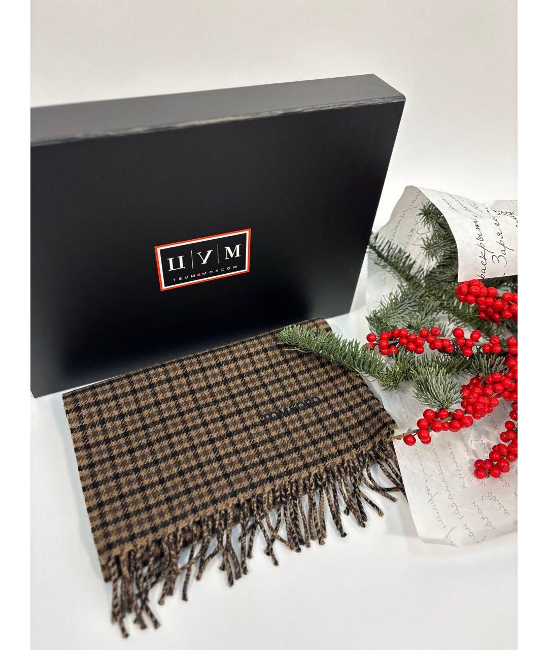 TOM FORD Коричневый кашемировый шарф, фото 6