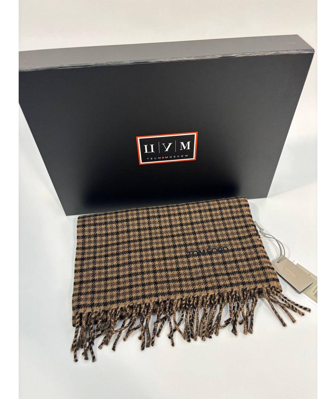 TOM FORD Коричневый кашемировый шарф, фото 7