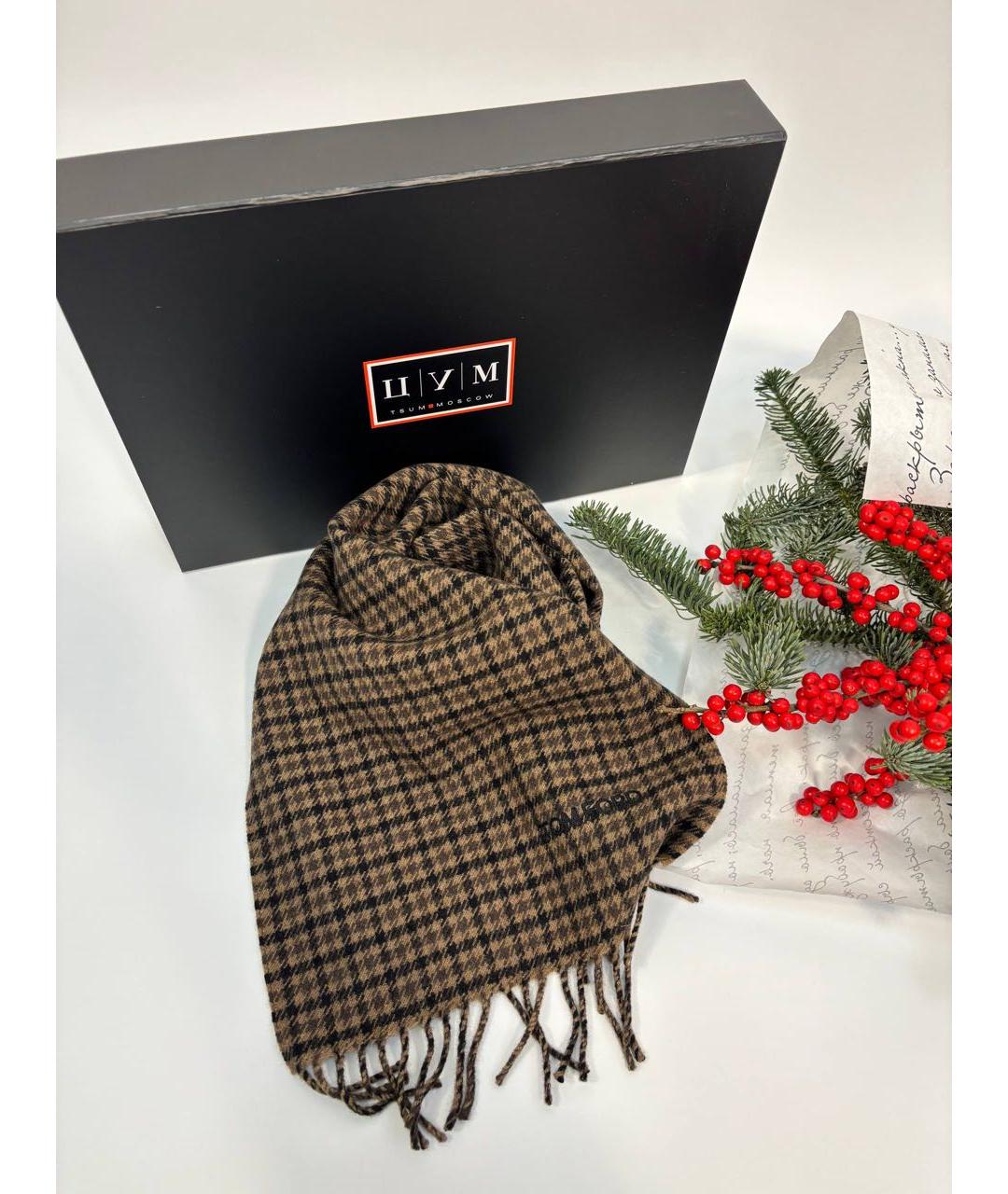 TOM FORD Коричневый кашемировый шарф, фото 2