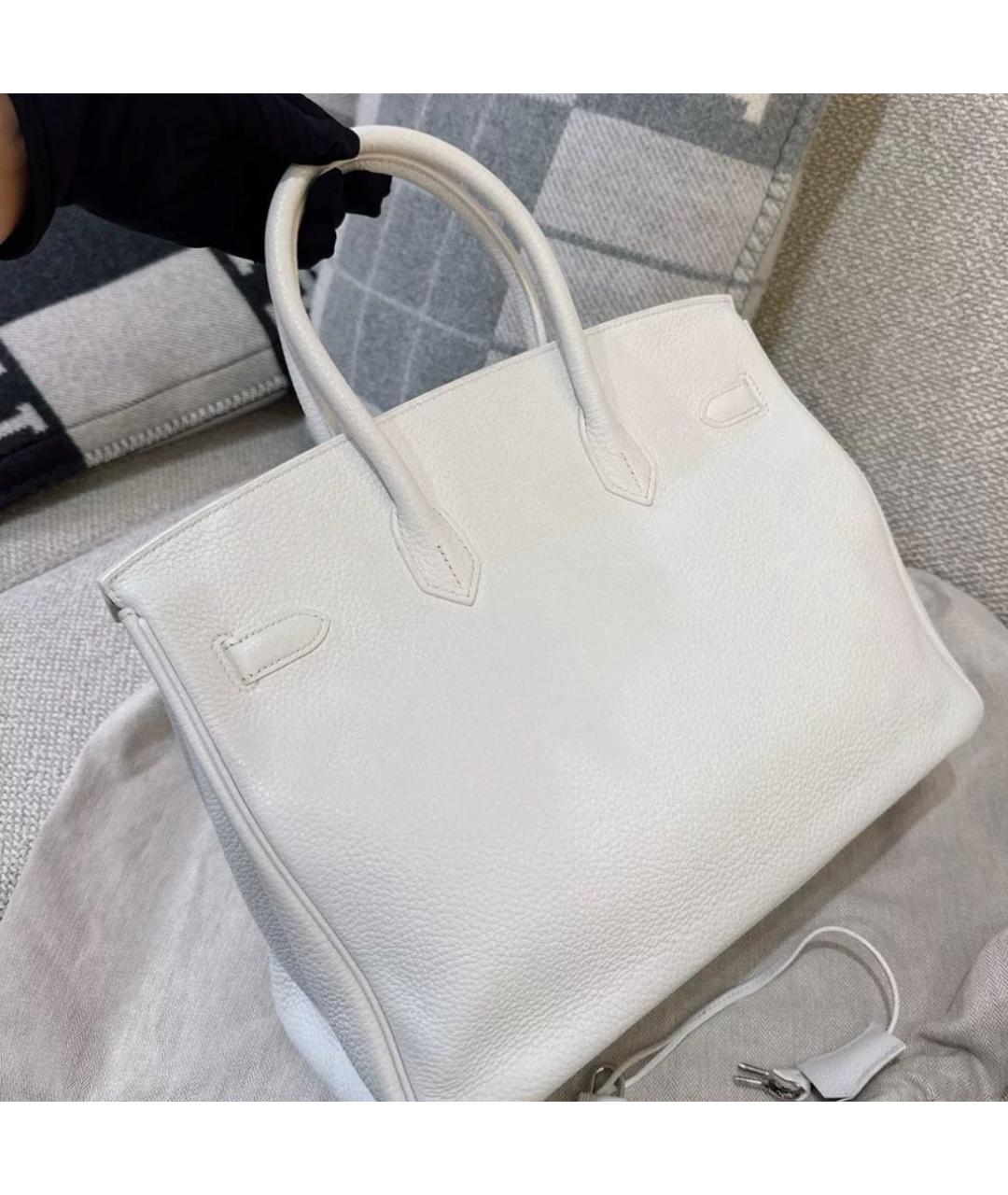 HERMES Белая кожаная сумка с короткими ручками, фото 2