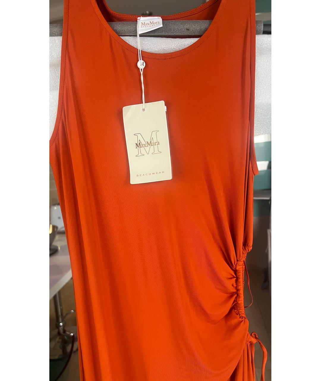 MAX MARA STUDIO Оранжевое вискозное повседневное платье, фото 5