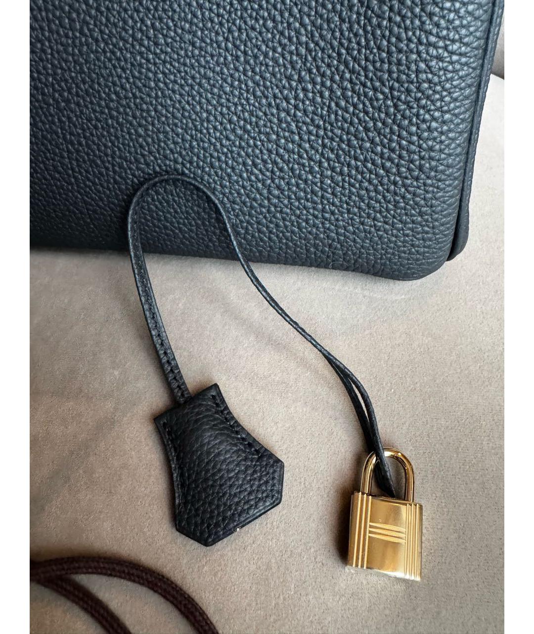 HERMES Антрацитовая кожаная сумка с короткими ручками, фото 7