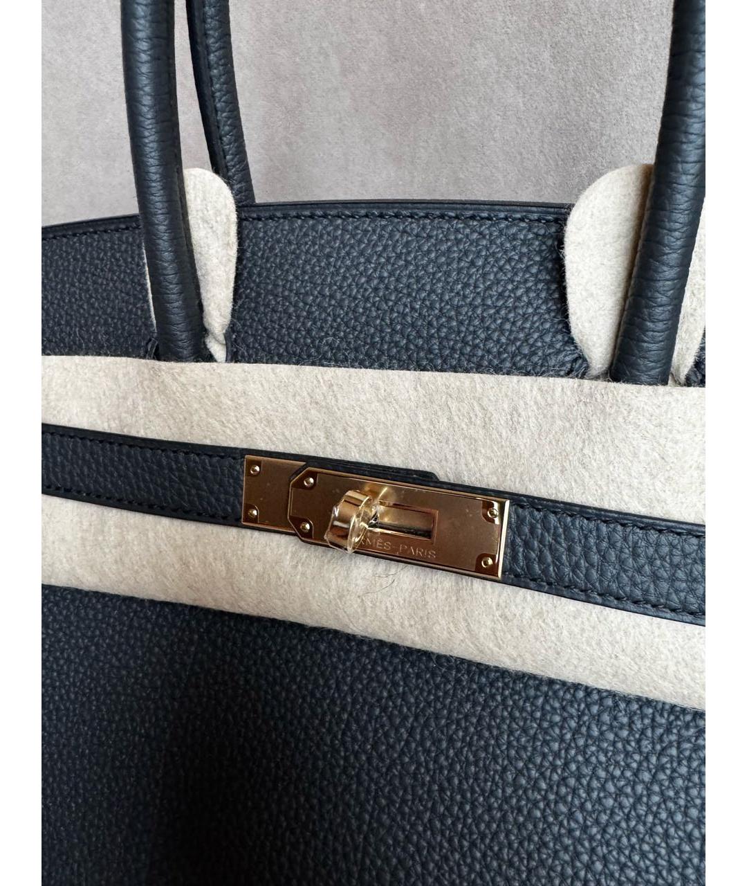 HERMES Антрацитовая кожаная сумка с короткими ручками, фото 4