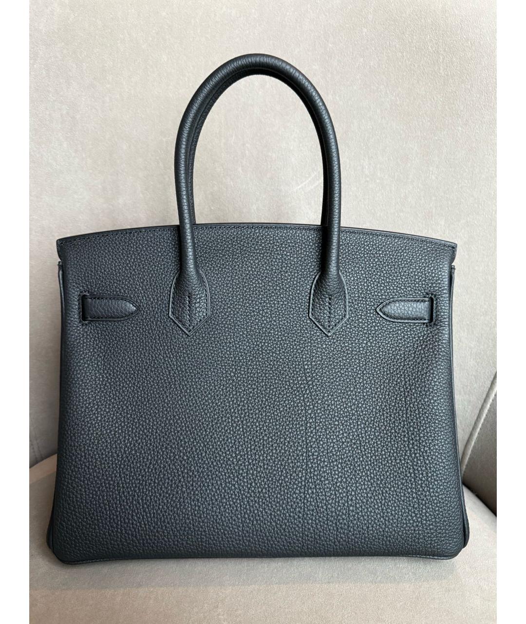 HERMES Антрацитовая кожаная сумка с короткими ручками, фото 3