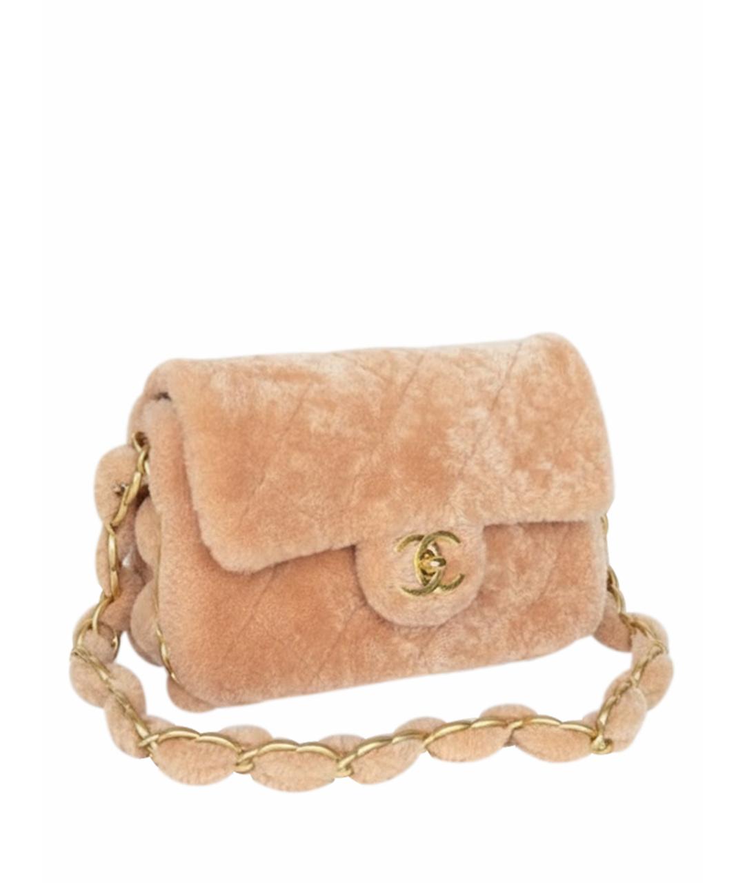 CHANEL Бежевая меховая сумка через плечо, фото 1