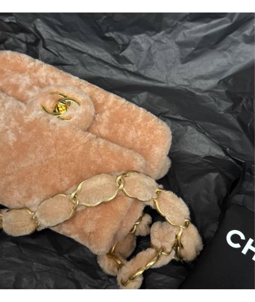CHANEL Бежевая меховая сумка через плечо, фото 4