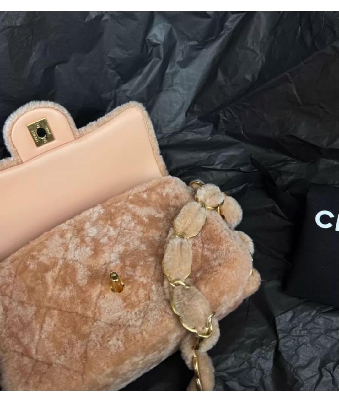 CHANEL Бежевая меховая сумка через плечо, фото 3