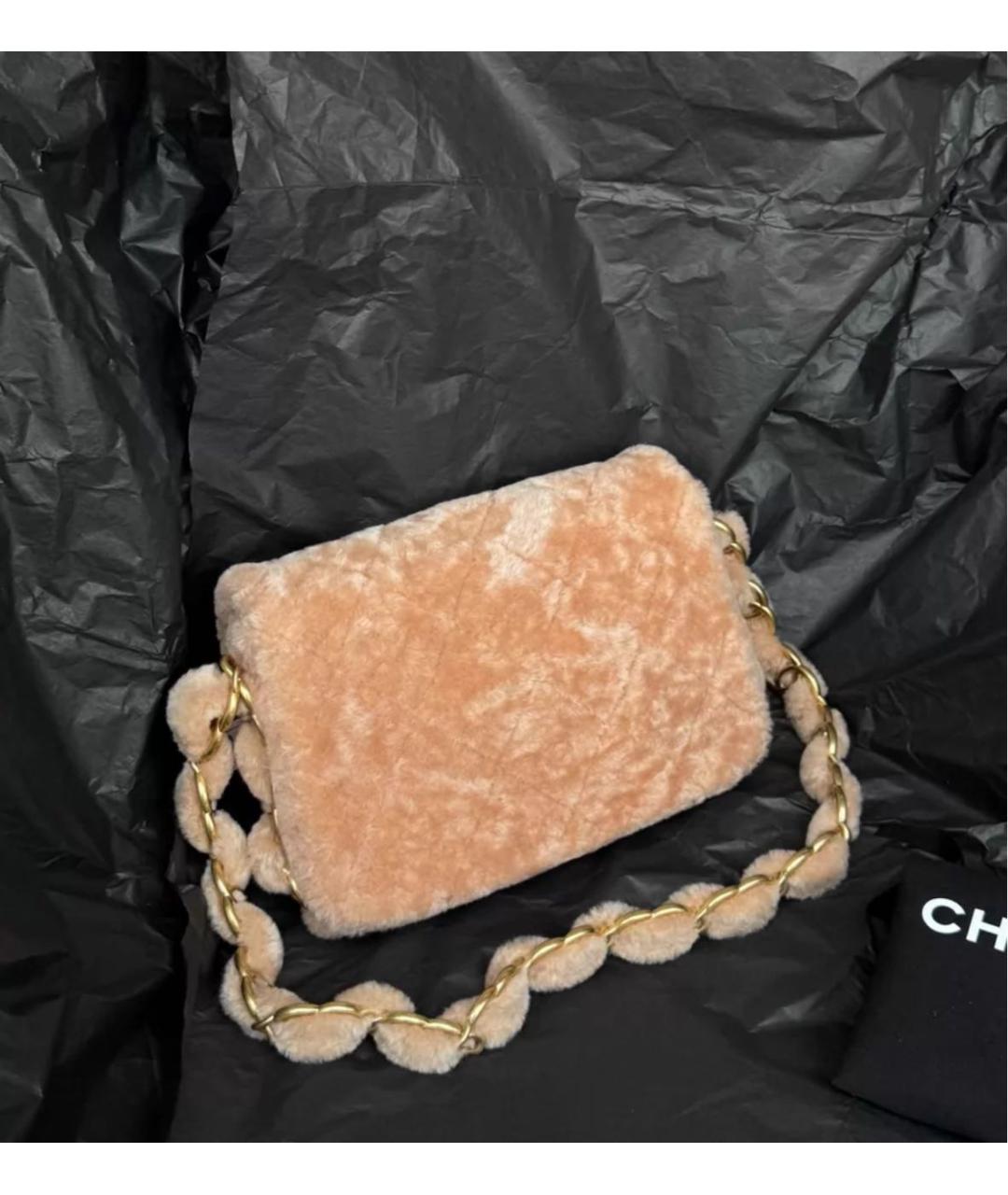 CHANEL Бежевая меховая сумка через плечо, фото 2