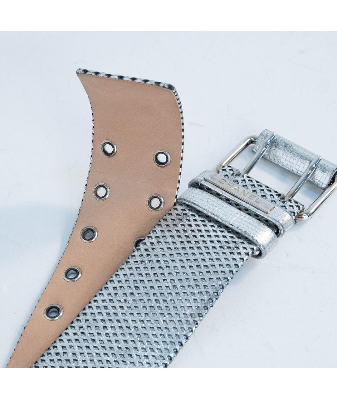 CHANEL Серебрянный кожаный ремень, фото 3