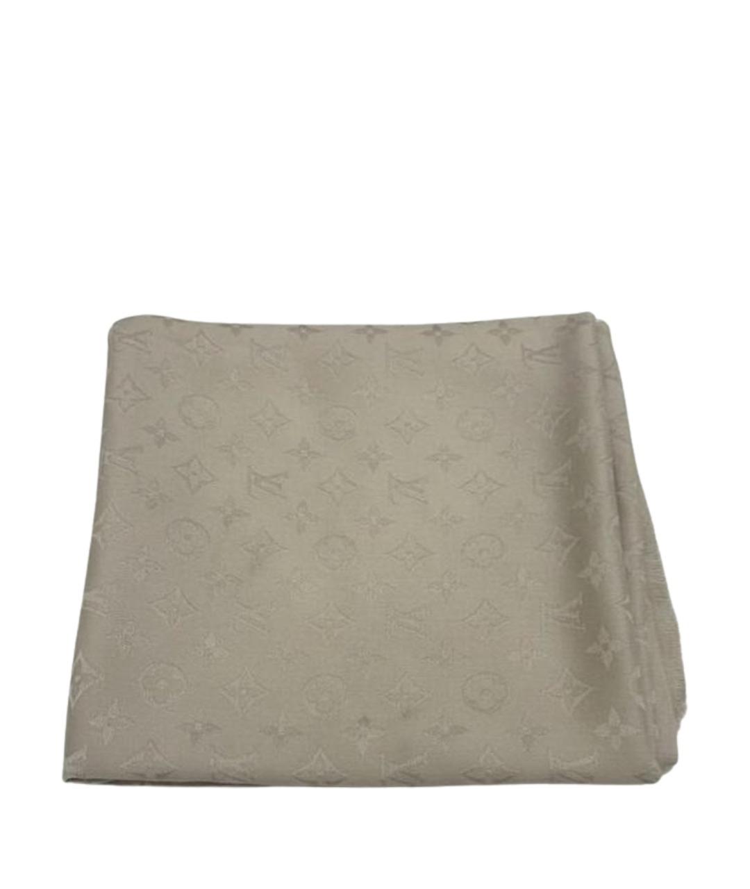 LOUIS VUITTON Бежевый шелковый платок, фото 1