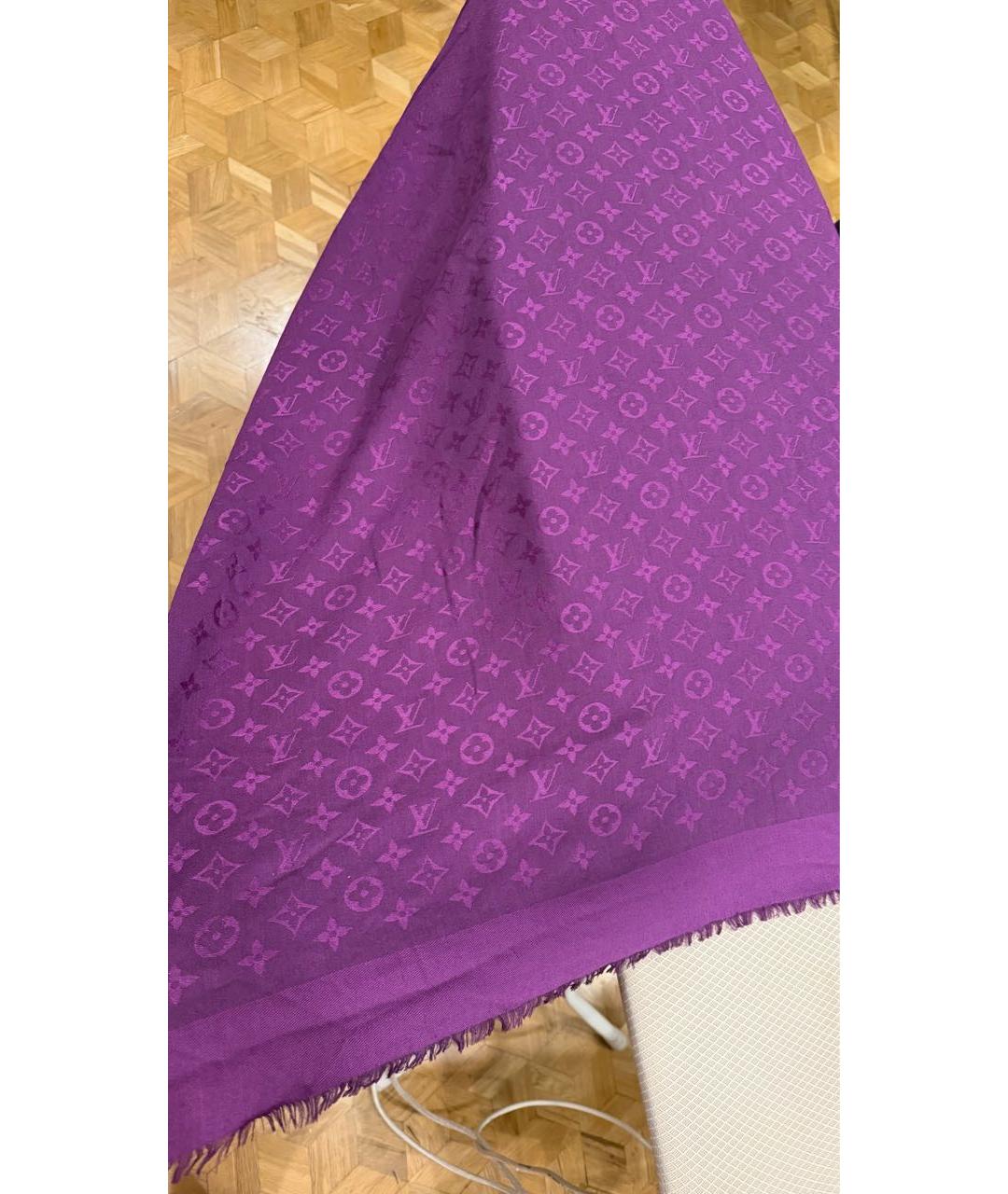 LOUIS VUITTON Фиолетовый шерстяной платок, фото 3