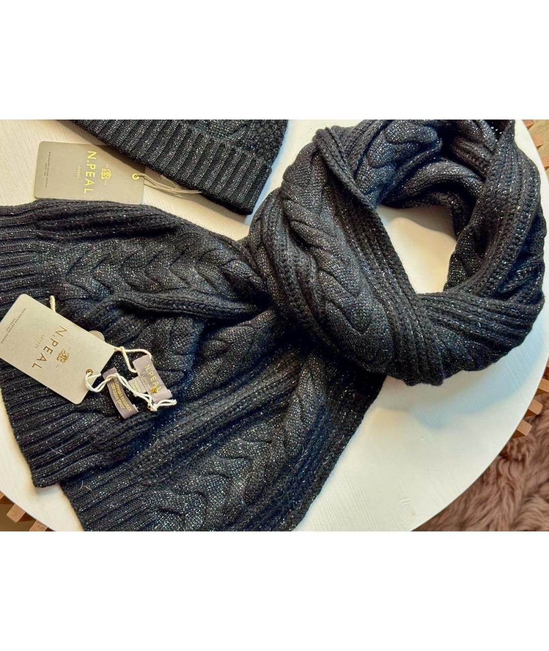 N.PEAL Черный кашемировый шарф, фото 2