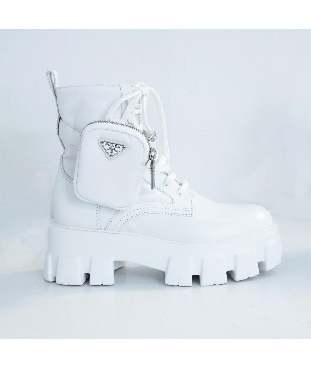 PRADA Белые кожаные ботинки, фото 6