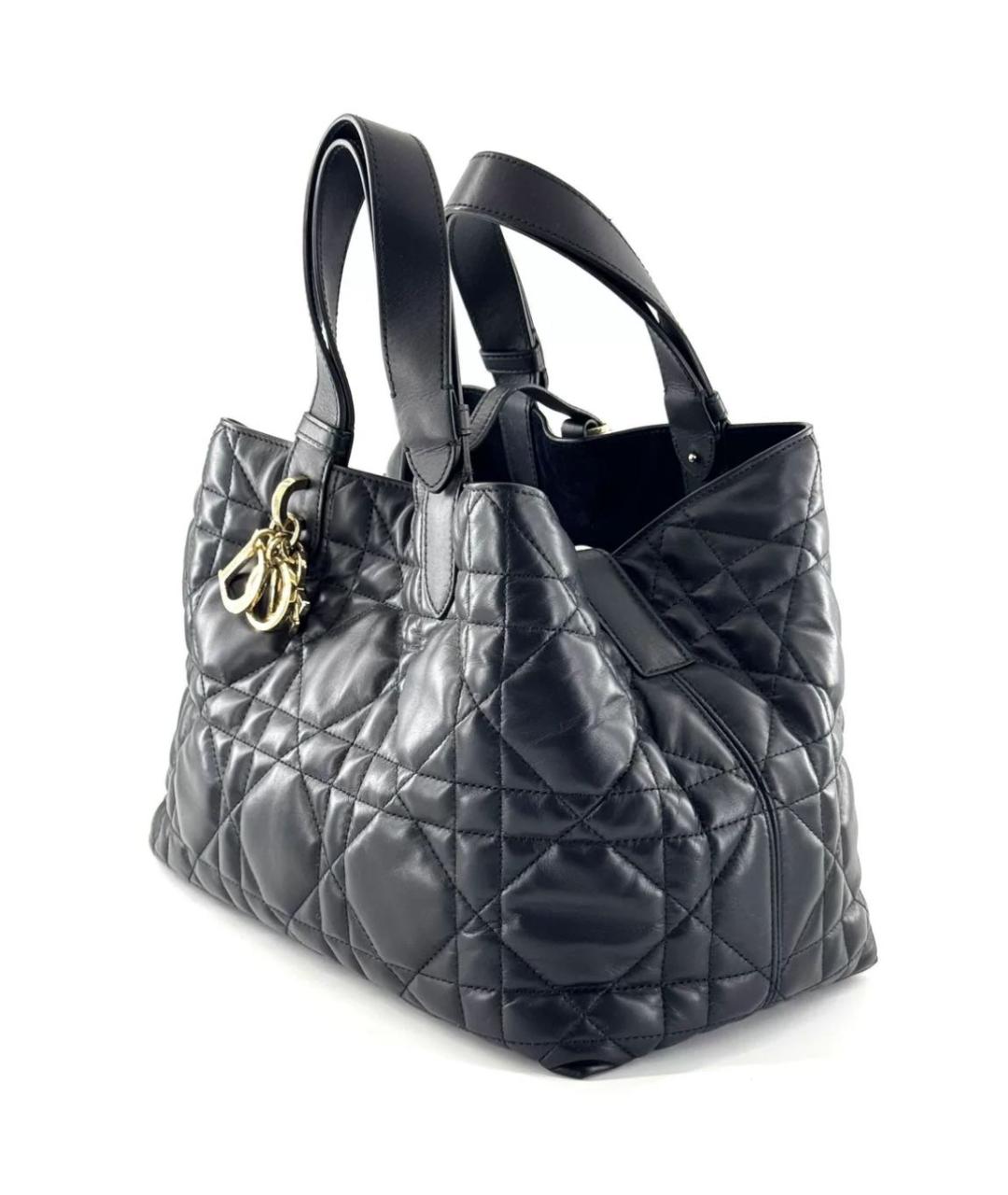 CHRISTIAN DIOR Черная кожаная сумка с короткими ручками, фото 4