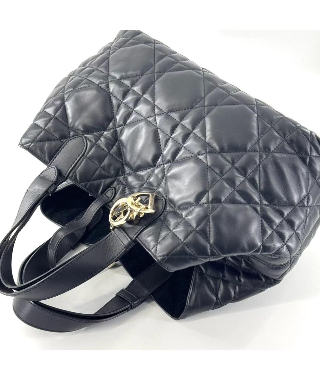 CHRISTIAN DIOR Черная кожаная сумка с короткими ручками, фото 6