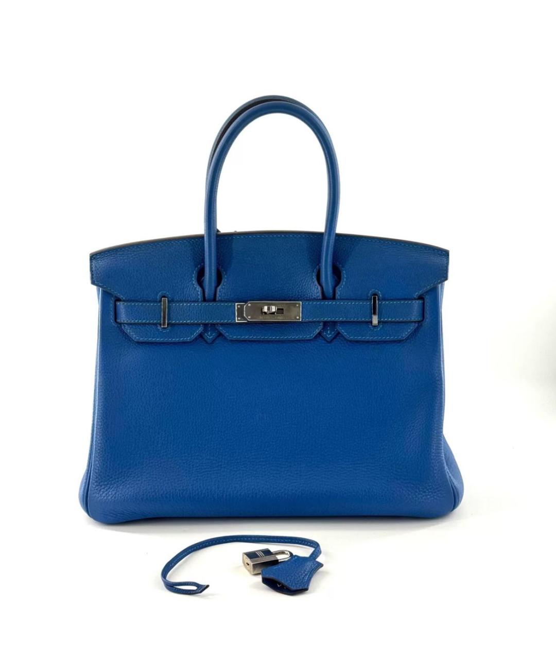 HERMES Синяя кожаная сумка с короткими ручками, фото 2