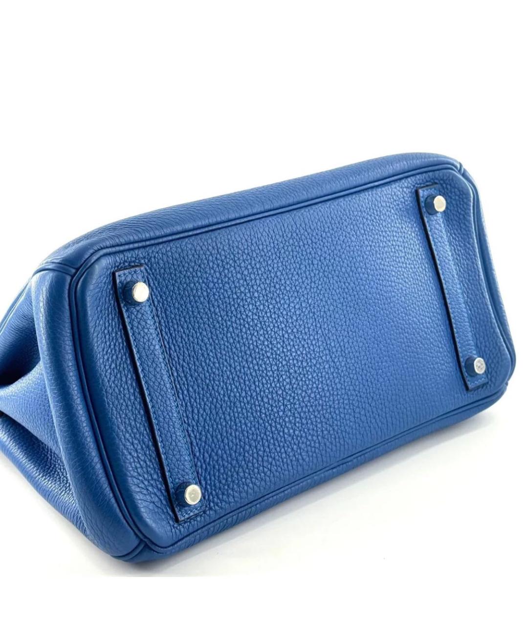 HERMES Синяя кожаная сумка с короткими ручками, фото 5