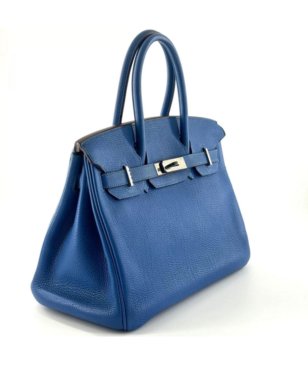 HERMES Синяя кожаная сумка с короткими ручками, фото 3