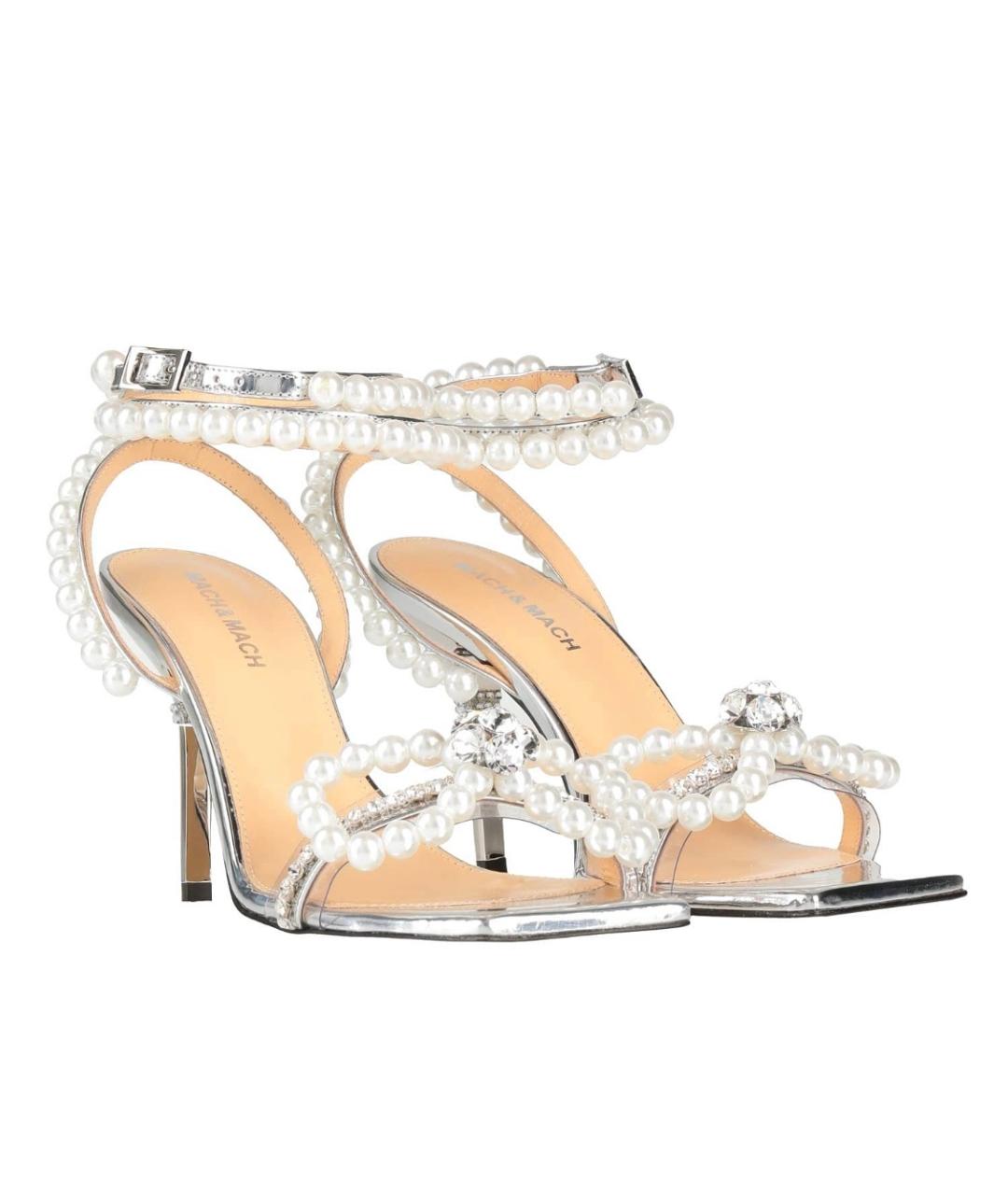 MACH&MACH Серебряные кожаные босоножки, фото 2