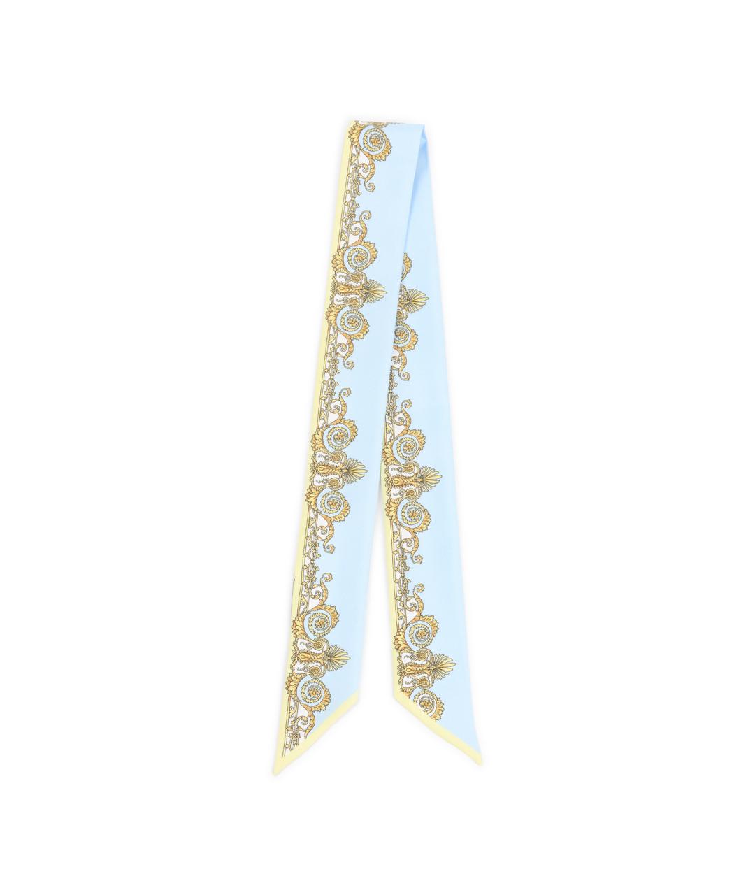 VERSACE Голубой шелковый шарф, фото 1