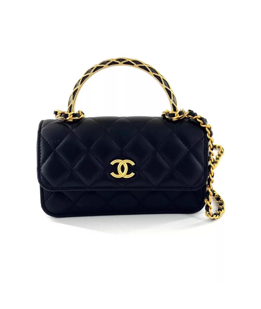 CHANEL Черная кожаная сумка через плечо, фото 7