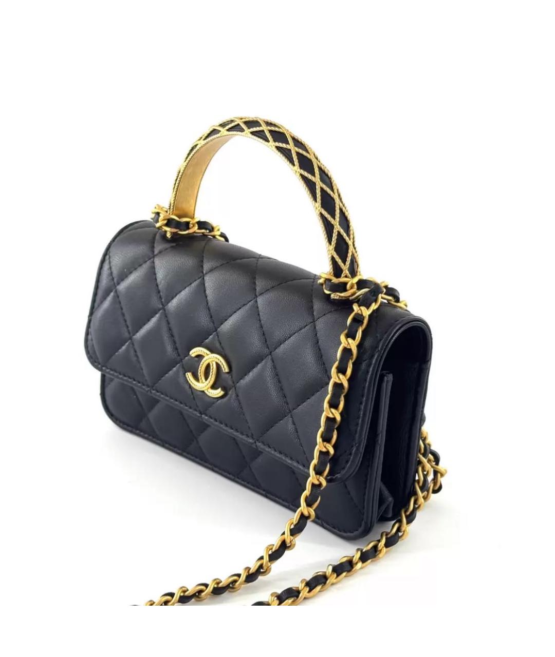 CHANEL Черная кожаная сумка через плечо, фото 4