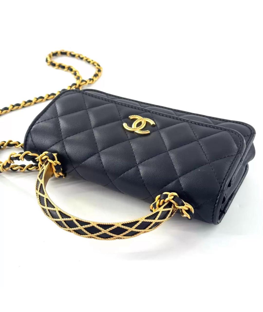 CHANEL Черная кожаная сумка через плечо, фото 6