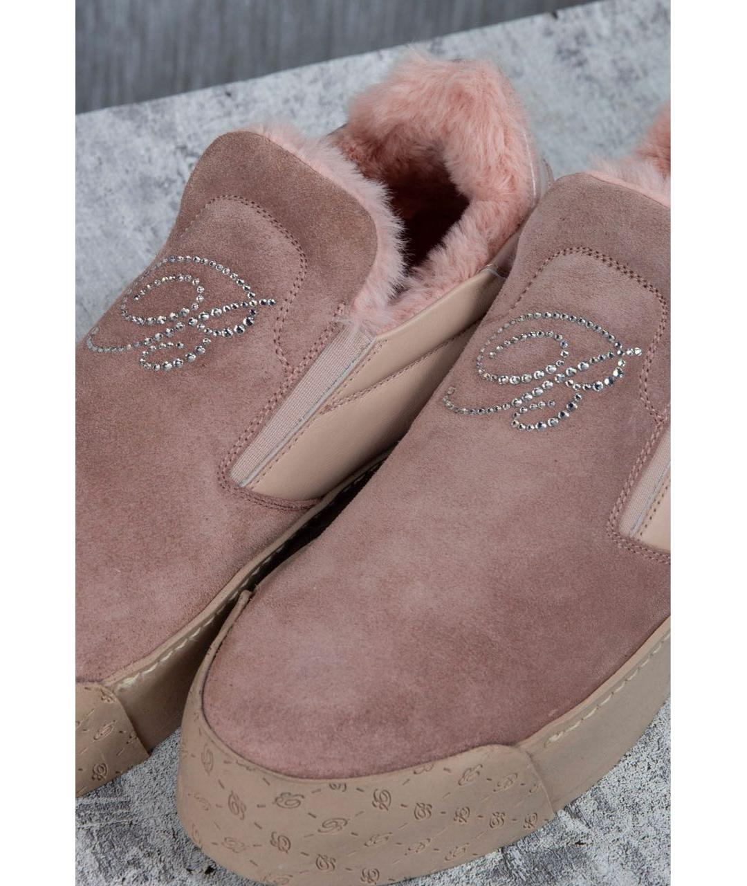 BLUMARINE Розовые замшевые слипоны, фото 3