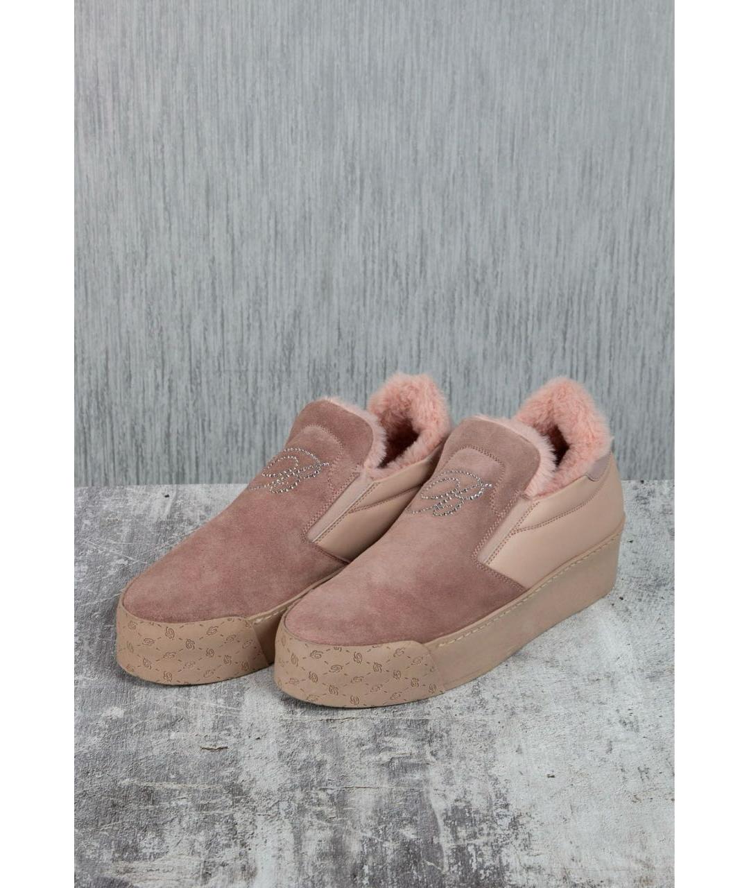 BLUMARINE Розовые замшевые слипоны, фото 2