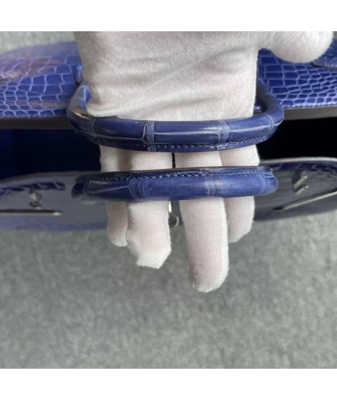 HERMES Синяя кожаная сумка с короткими ручками, фото 2