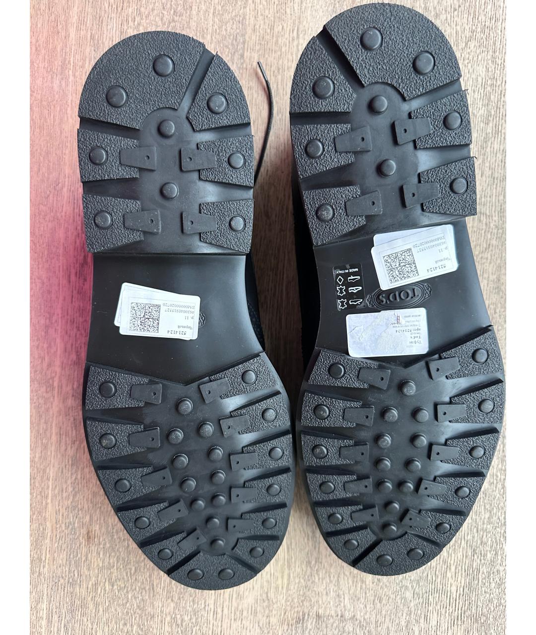 TOD'S Черные кожаные низкие ботинки, фото 4