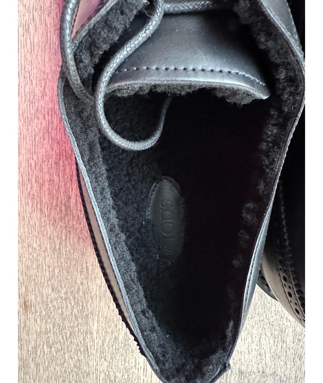 TOD'S Черные кожаные низкие ботинки, фото 5