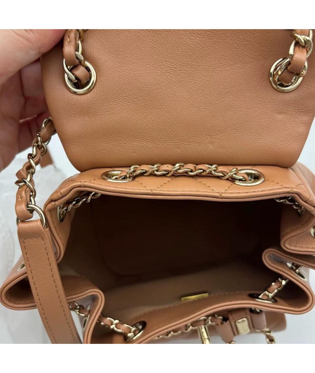 CHANEL Коричневый кожаный рюкзак, фото 6
