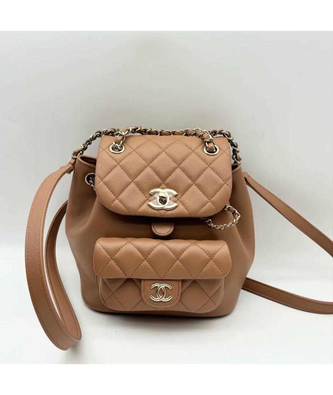 CHANEL Коричневый кожаный рюкзак, фото 7