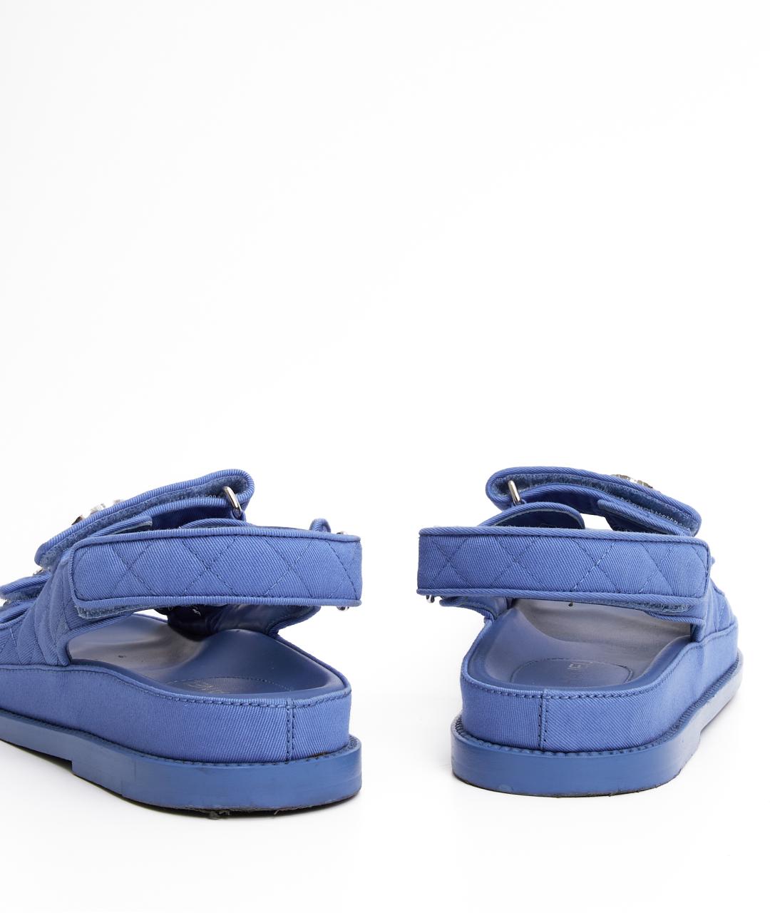 CHANEL Голубые текстильные сандалии, фото 4