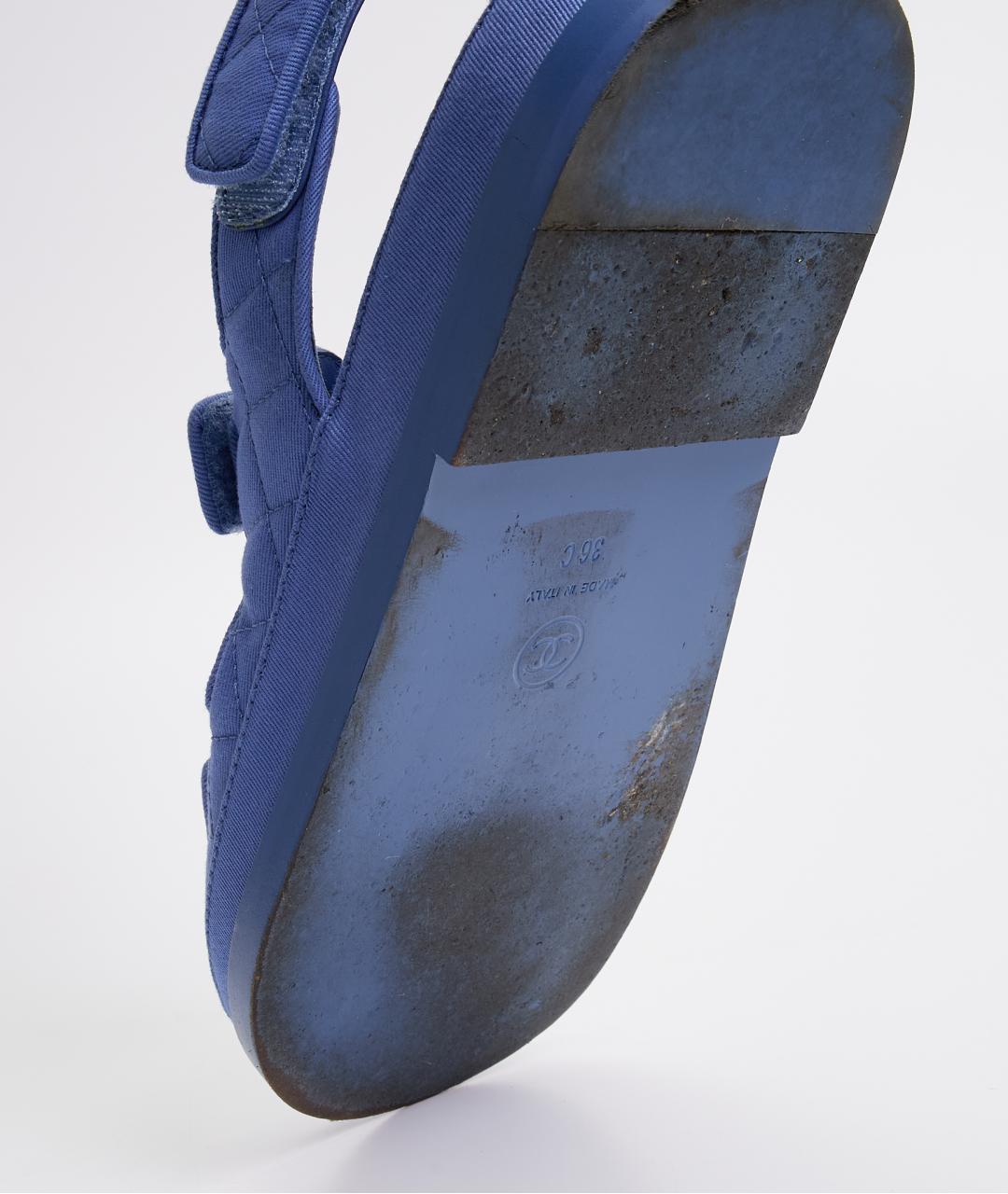 CHANEL Голубые текстильные сандалии, фото 6
