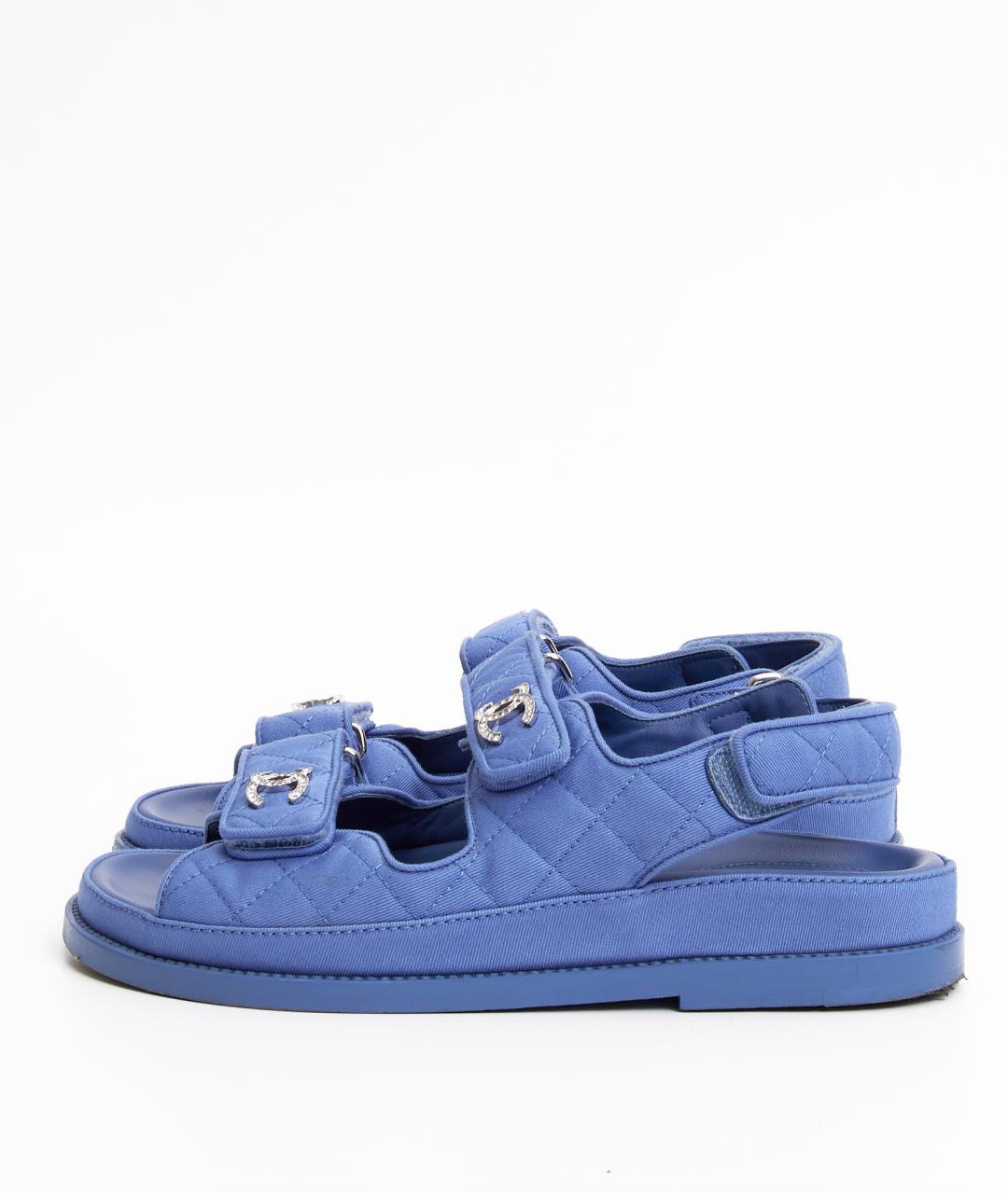 CHANEL Голубые текстильные сандалии, фото 3