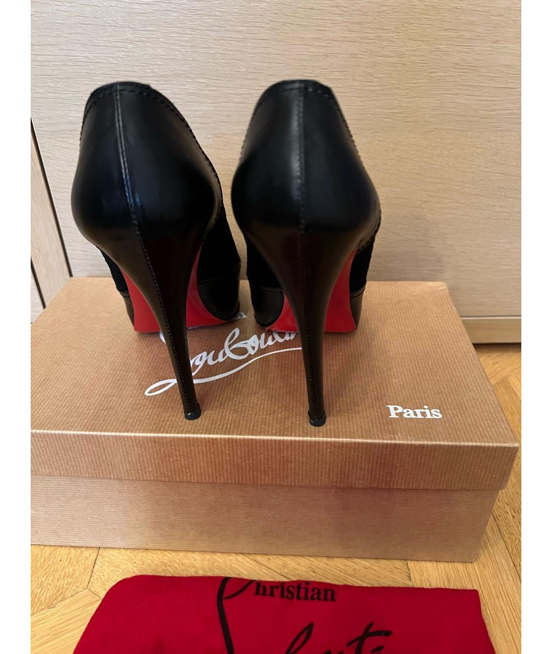 CHRISTIAN LOUBOUTIN Черные кожаные туфли, фото 4