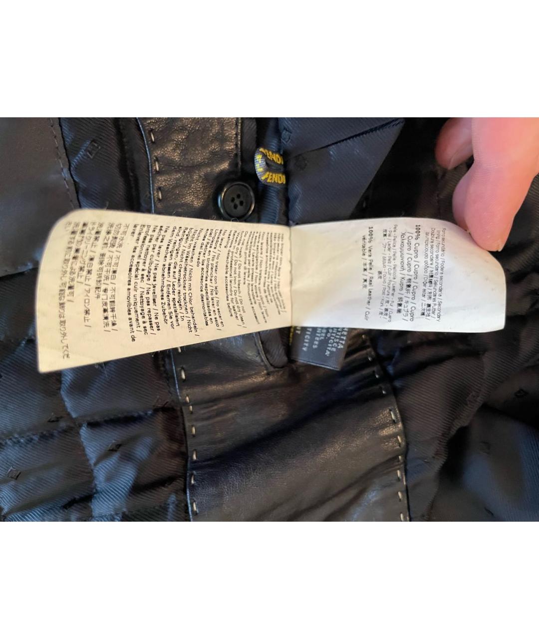 FENDI Черная кожаная куртка, фото 4