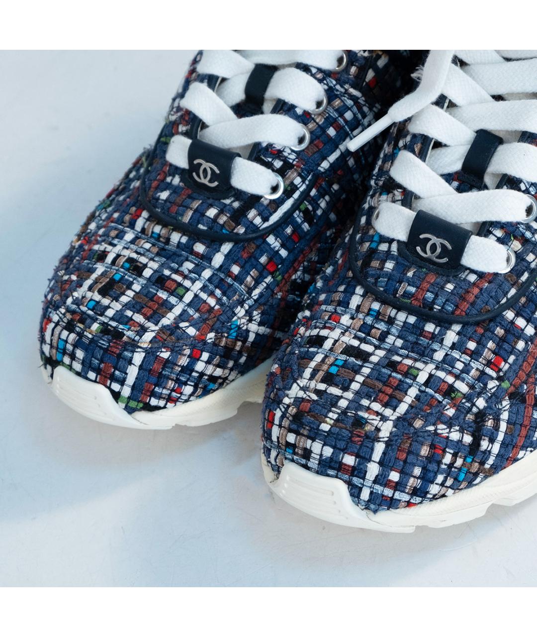 CHANEL Синие текстильные кроссовки, фото 3