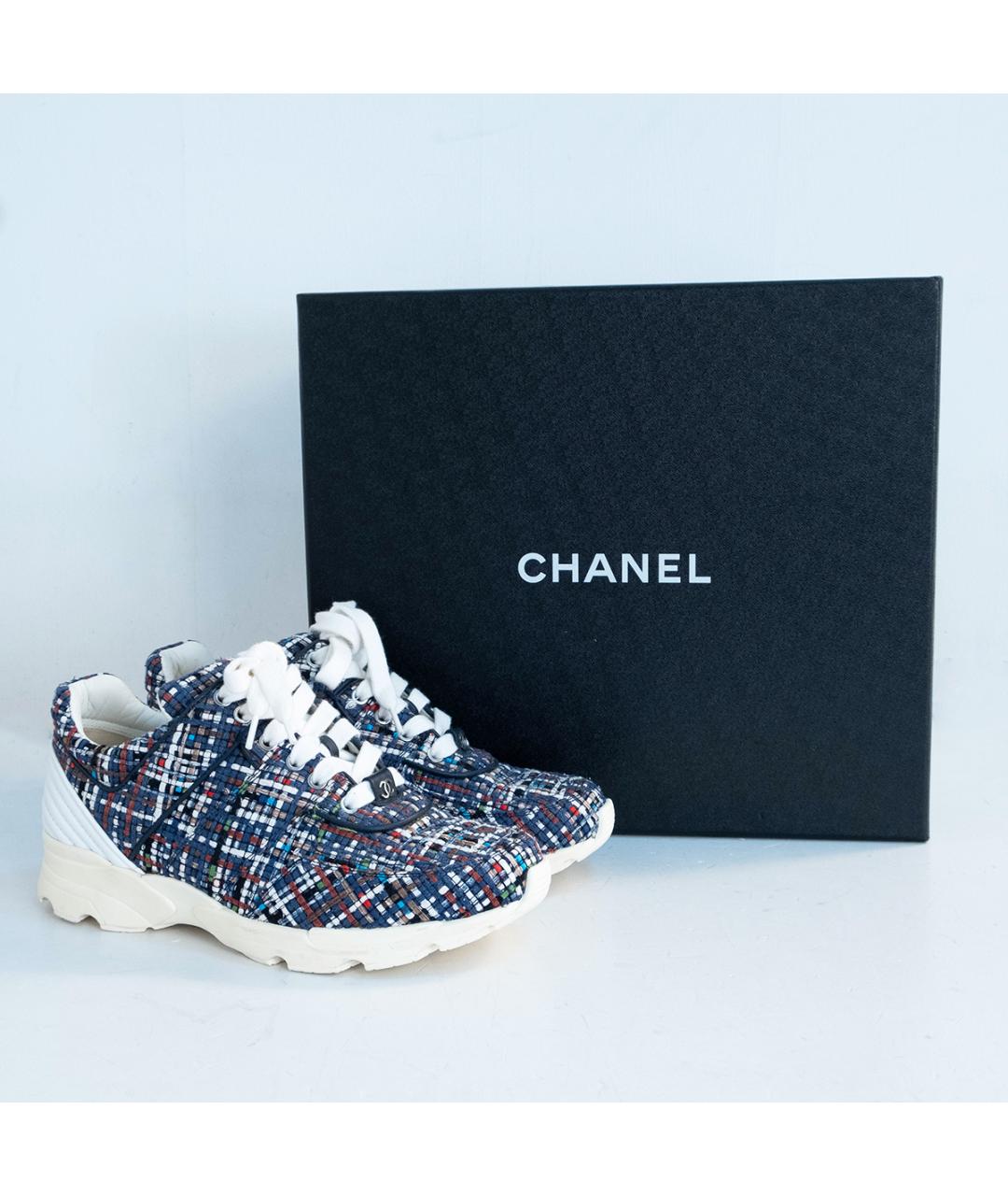 CHANEL Синие текстильные кроссовки, фото 6