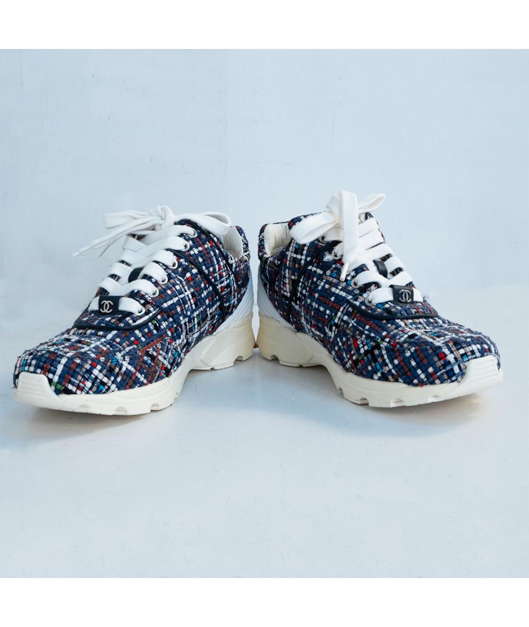 CHANEL Синие текстильные кроссовки, фото 4