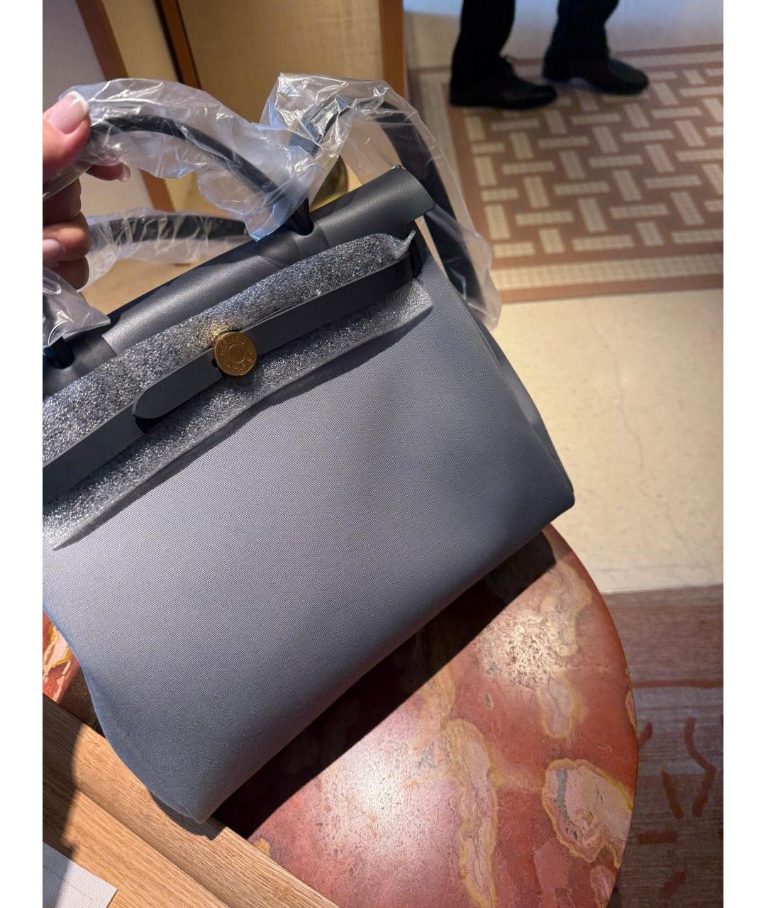 HERMES Серая тканевая сумка через плечо, фото 2