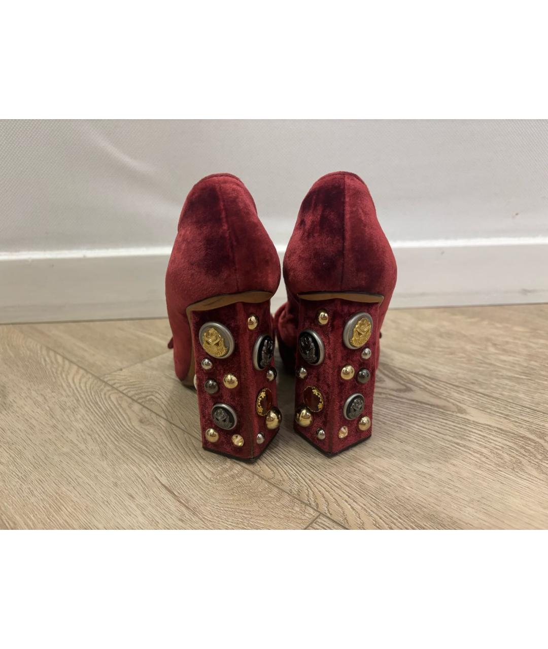 DOLCE&GABBANA Бордовые бархатные туфли, фото 4