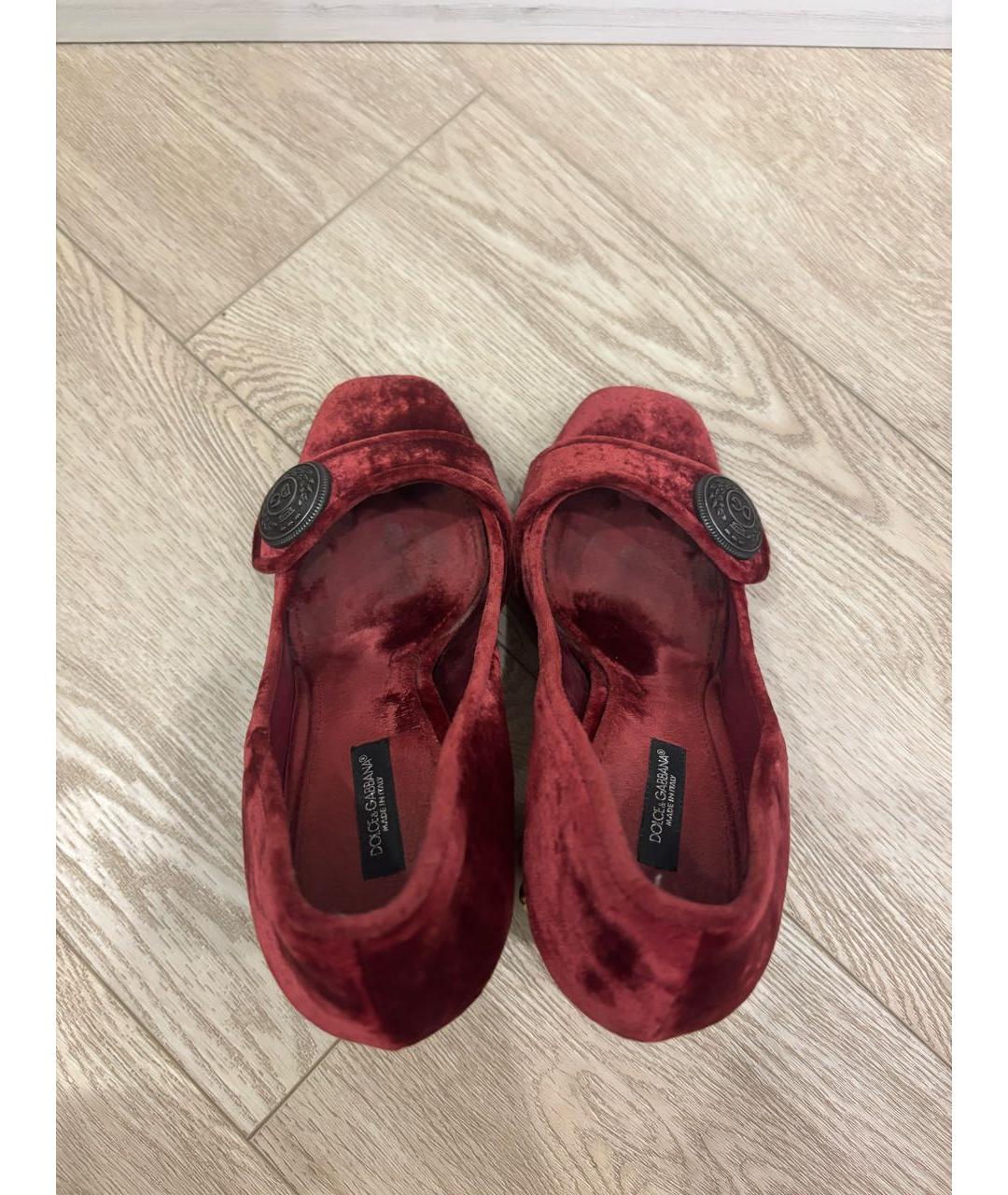 DOLCE&GABBANA Бордовые бархатные туфли, фото 3