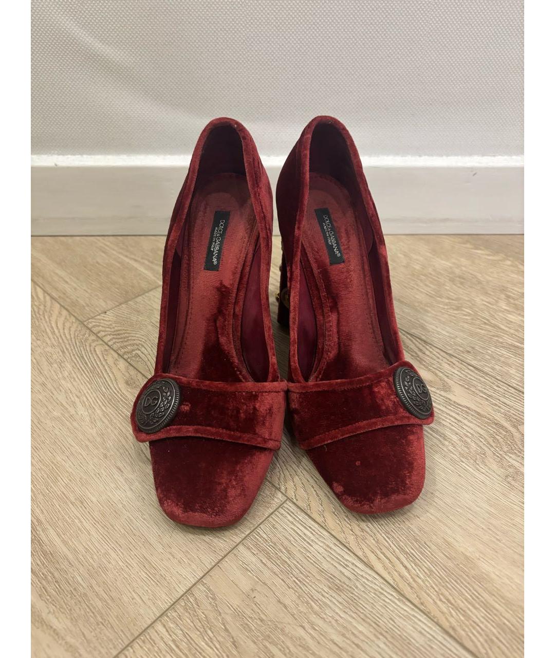 DOLCE&GABBANA Бордовые бархатные туфли, фото 2