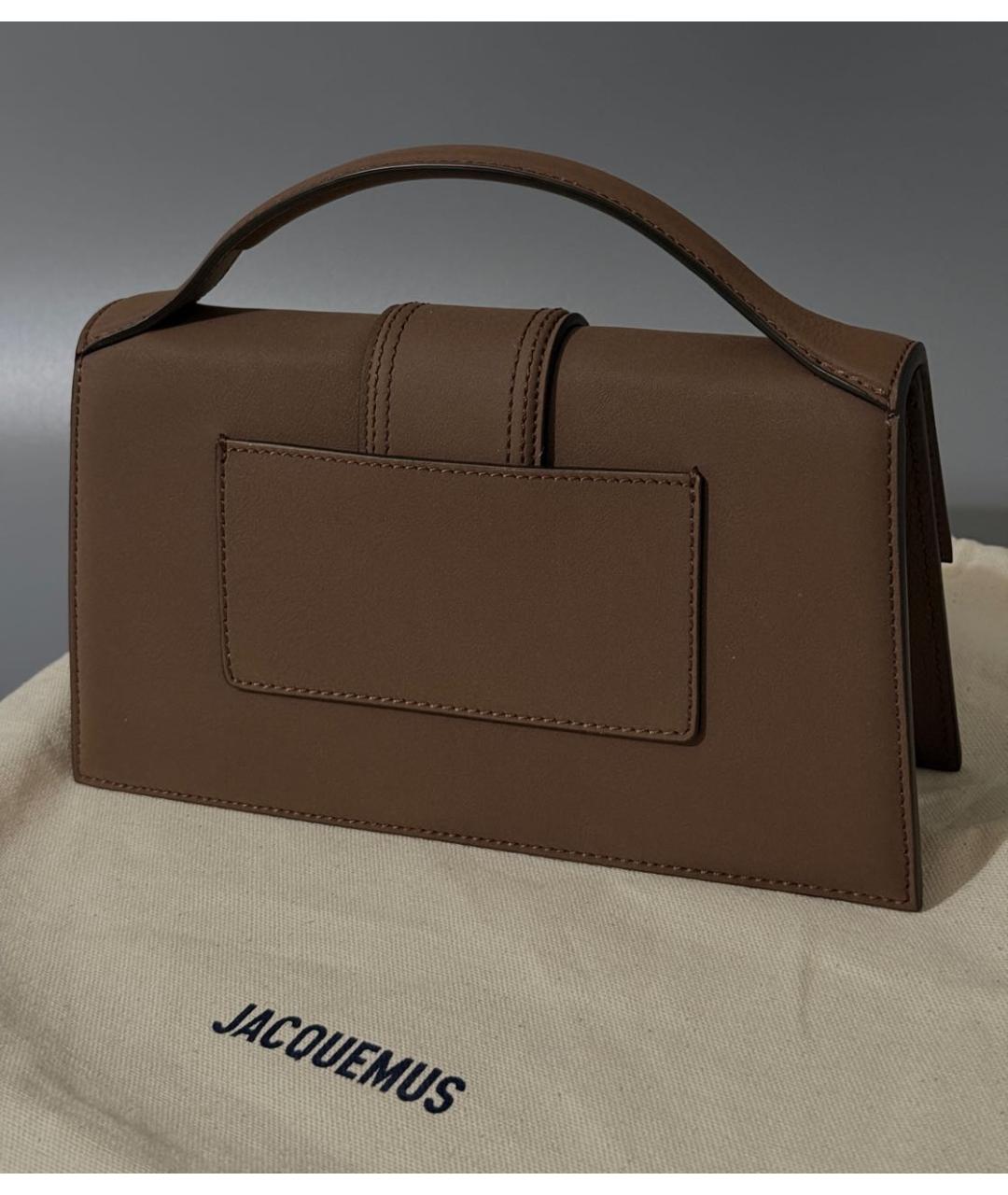 JACQUEMUS Коричневая кожаная сумка с короткими ручками, фото 3