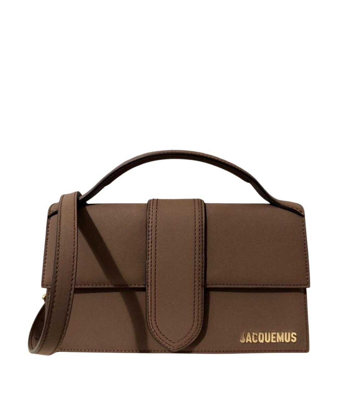 JACQUEMUS Коричневая кожаная сумка с короткими ручками, фото 1