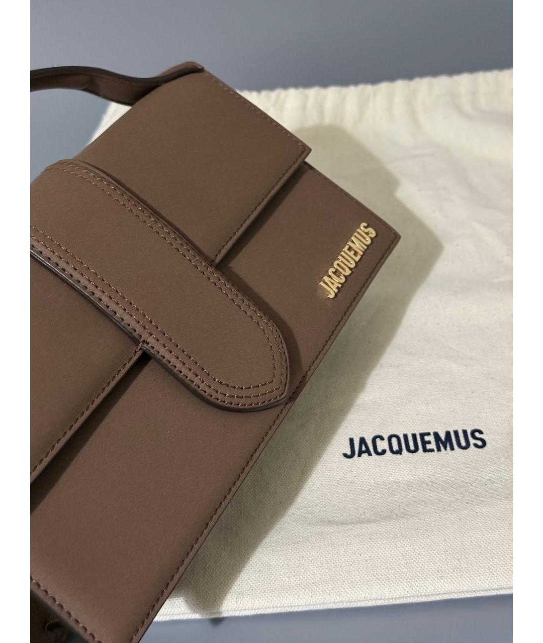 JACQUEMUS Коричневая кожаная сумка с короткими ручками, фото 8